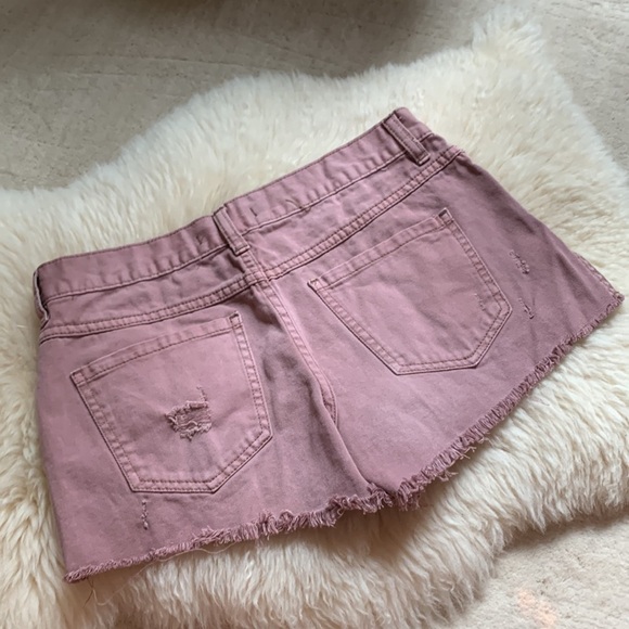 Free People Exposed Button Fly Distressed Jean Denim Shorts 27 - Picture 5 of 8
